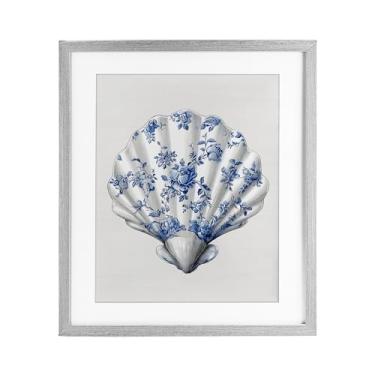 Imagem de Stupell Industries Impressão emoldurada Funky Toile Seashell Gray Under Glass, design por Lettered and Lined, 16 x 13