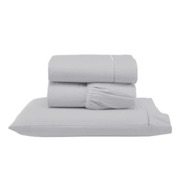 Imagem de Jogo de Lençol Solteiro Micropercal 300 Fios, 3 Peças, 100% Poliéster, Lençol com e sem Elástico e Fronha, com Ponto Palito (Versátil Completo/Cinza, Jogo Lençol Solteiro 3 Pçs)