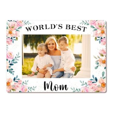 Imagem de Bgohrd Porta-retrato para mãe, melhor mãe do mundo, presente de aniversário de dia das mães, presente de Natal para mãe da filha e filho, moldura acrílica floral rosa blush 10 x 15 cm, 05