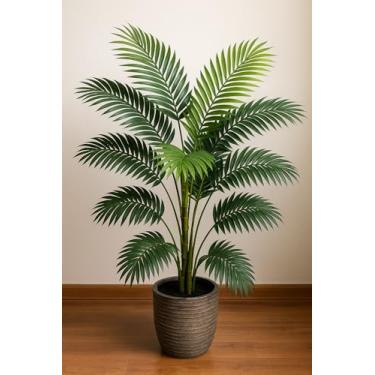 Imagem de Palmeira Artificial Grande Árvore Decoração Planta Com 145cm, Plantas Artificiais com Vaso para Casa, Escritório, Sala de Estar, Escadas, Hall de Entrada, Decoração para Ambientes Internos e Externos.
