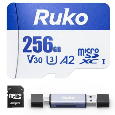 Imagem de Ruko Cartão micro SD de 256 GB UHS-I V30 - Classificação A2/U3/Classe 10 - Cartão de memória de alta velocidade com adaptador