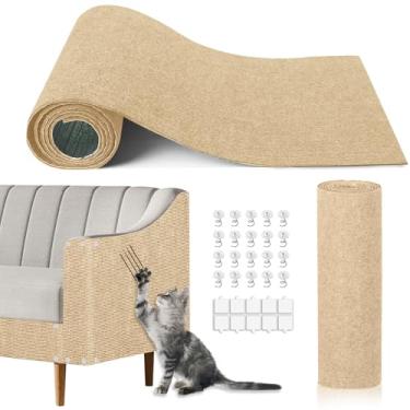 Imagem de Tapete antiarranhão para gatos, 301 x 40 cm, tapete autoadesivo para arranhões, protetor de sofá de garra de gatos, protetor de móveis para gatos, proteção de móveis internos para cadeira, parede