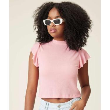 Imagem de Blusa Feminina Manga Curta Babado Marisa-11015, Rosa, M