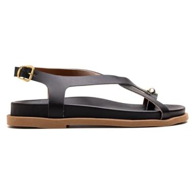 Imagem de Sandalia Papete Flat Feminina - Sandalia de Tiras Luxo Tendencia Moda (Preto, BR, Adulto, Numérico, 38)