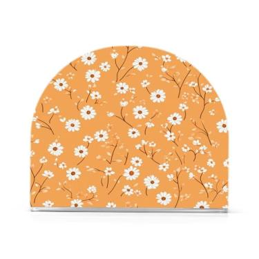 Imagem de Wassud Porta-guardanapos de acrílico laranja margaridas, dispensador de guardanapos de papel moderno em forma de U para mesa, cozinha, sala de jantar, bancada 1 peça (comporta 50-60 guardanapos)