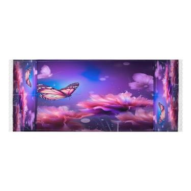 Imagem de Wassud Capas de lavadora e secadora roxas borboleta, protetor de lavadora com sacos de armazenamento, capa de geladeira à prova de poeira com bolsos para lavanderia doméstica, cozinha, 120 x 55 cm