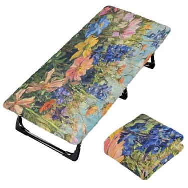 Imagem de Burbuja Lençol de berço de flores silvestres coloridas para crianças, lençol de cochilo acolchoado portátil com faixa elástica para meninas e meninos, lavável na máquina, 63,5 x 127 cm