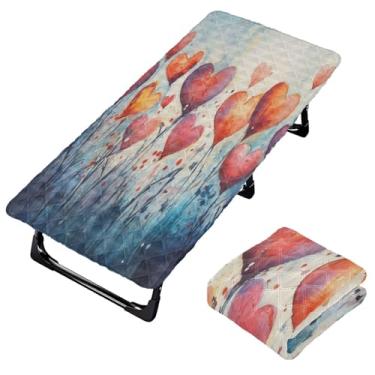 Imagem de Burbuja Lençol de berço de corações dos namorados para crianças, lençol de cochilo acolchoado portátil com faixa elástica para meninas e meninos, lavável na máquina, 63,5 x 127 cm