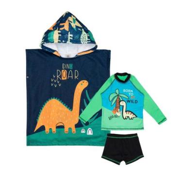 Imagem de Toalha Poncho Praia + Conjunto Com Proteção Solar Menino - Fofotinhos,