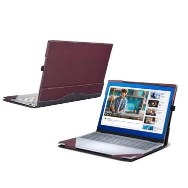 Imagem de WODBAO Capa para laptop Dell 16 Plus DB16250 16255 [não compatível com nenhum outro modelo], capa de bolso interno de couro PU 2 em 1 (vermelho)