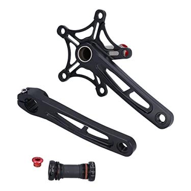 Imagem de KIMISS Apto para Bicicleta de Estrada Onepiece 130bcd Pedaleira-conjunto de Braço de Manivela Oco de Liga de Alumínio para Bicicletas Dobráveis ​​ (Preto)