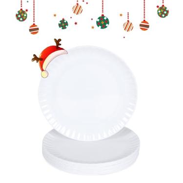 Imagem de DoDoware Conjunto de 12 pratos de jantar de melamina branca, 26 cm, pratos redondos de plástico leve, resistentes a arranhões