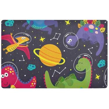 Imagem de TSENQUE Tapete de porta personalizado fofo dinossauro planeta outono engraçado tapete de porta frontal absorvente tapete lamacento grande tapete antiderrapante entrada externa 81 x 50 cm