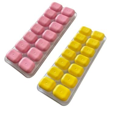 Imagem de Kit 2 Formas de Gelo Silicone com Tampa Rígida Flexível Fundo 14 Cubos Retangular Multiuso Lavável