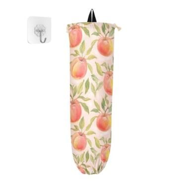Imagem de Porta-sacos plásticos Watercolorn Peaches, bolsa organizadora de parede, dispensador de saco plástico que economiza espaço