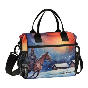 Imagem de GAIGEO Aquarela de um celeiro isolada lancheira com alças, lancheira leve, lancheira para mulheres trabalhadoras, P