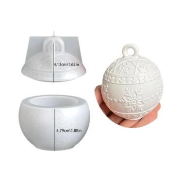 Imagem de Molde De Silicone Para Vela Redonda Em Relevo 3D De Natal Com Tampa, C