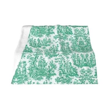 Imagem de Cobertor De Fleece Floral Preto E Branco Toile De Jouy Macio E Quente 