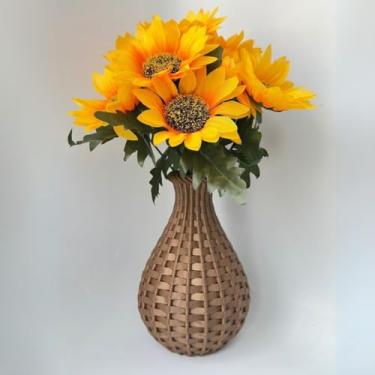 Imagem de Vaso decorativo + Arranjo Flor Girassol Planta Artificial (MARROM)