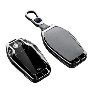 Imagem de Liga de zinco display do carro chave caso capa escudo compatível com bmw 5 6 7 série x3 x4 x5 x7 g30 g31 g11 g12 g01 gt g32 i8 acessório keyless(G-grey chain)
