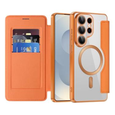 Imagem de COTDINFOR Capa carteira magnética para Samsung Galaxy S26 Ultra com suporte para cartão [bloqueio RFID] [compatível com MagSafe] Capa de proteção de TPU transparente de couro para Samsung Galaxy S26