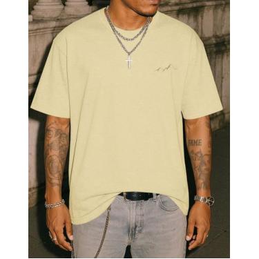 Imagem de Camiseta Masculina Bascia Academia Casual Moda Minimalista, Bege, G