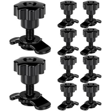 Imagem de Amyhill 10 peças L Track Double Stud Lug Tie Down M8 x 40 mm com botão de flor de ameixa e porca de polegar, acessórios de parafuso roscado em L para caminhões e controles de carga de reboque