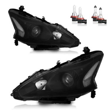 Imagem de KarSpareHub Faróis para Nissan Altima Sedan de 4 portas 2013 2014 2015 (não serve em xenon/oculto) (lâmpadas incluídas)