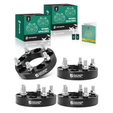 Imagem de YHTAUTO Espaçadores de roda 5 x 4,5 polegadas de 3,8 cm para Jeep Grand Cherokee, Wrangler, Ford, Dodge, Lincoln, Mercury, Pontiac Model 5 x 114,3 mm Espaçadores de pneu com 1/2 pinos 82,5 mm furo do cubo 5 pinos 4 peças adaptador preto