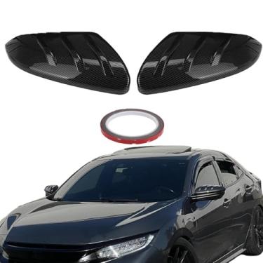 Imagem de Arkdeffon Tampa do espelho lateral retrovisor lateral da porta compatível com Honda Civic de 10ª geração 2016-2021 (visual de fibra de carbono)