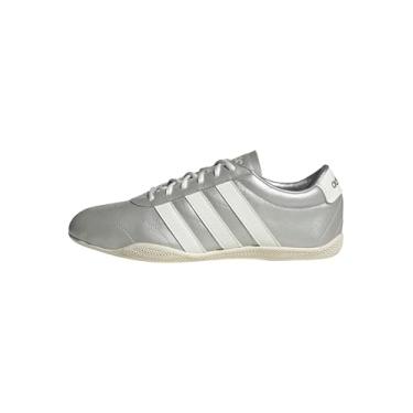 Imagem de adidas Grand Court Tênis feminino de cano baixo, Prata metálico/branco fora/branco, 34