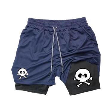 Imagem de Shorts Masculinos 2 Em 1 De Secagem Rápida E Respiráveis Com Estampa P