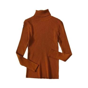 Imagem de Suéter Feminino De Gola Alta Preto, Moda De Inverno, Tricô Elástico, T