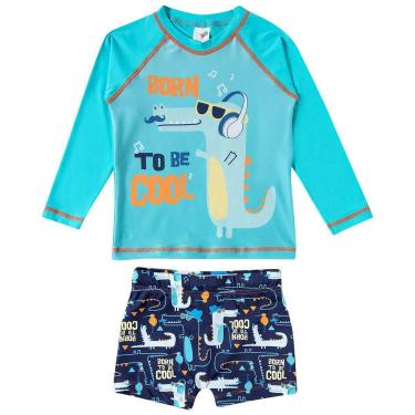 Imagem de Conjunto Praia Infantil Proteção UV 50+ Jacaré Turquesa Tip Top-Masculino