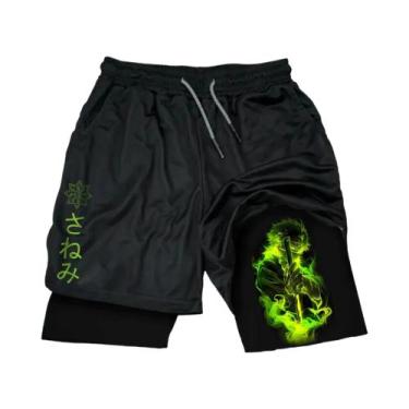 Imagem de Shorts De Natação Masculinos Demon Slayer Anime De Dupla Camada, Alta 