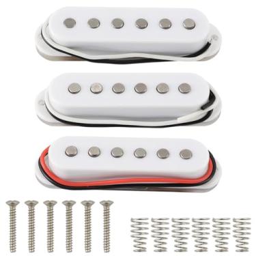 Imagem de Domofa Conjunto de captadores de bobina única Alnico 5 Strat SSS para peça de reposição de guitarra elétrica Stratocaster (branco)