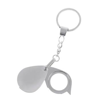 Imagem de Lupa giratória dobrável de prata para joalheiros de 10 x mini bolso com chaveiro para leitura e joias