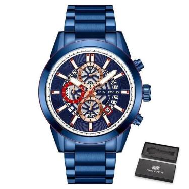 Imagem de Relógio Masculino Mini Focus Mf0285g à Prova D'água Azul