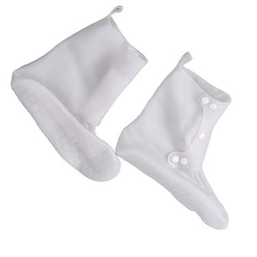 Imagem de Capas para sapatos de chuva SIWOTED em PVC antiderrapante à prova d'água e reutilizáveis ​​para botas de chuva para homens e mulheres brancas (M)