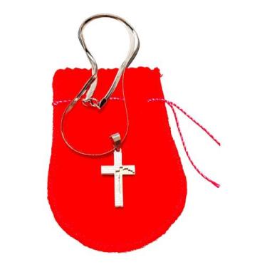 Imagem de COLAR corrente AÇO INOX Snake 45 cm pingente CRUZ ORAÇÃO - ASA