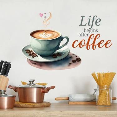 Imagem de Adesivos de parede Creative Coffee Cup A vida começa depois do café - 