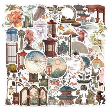 Imagem de Pacote de adesivos Chinese Vintage Elements, 50 unidades à prova d'águ