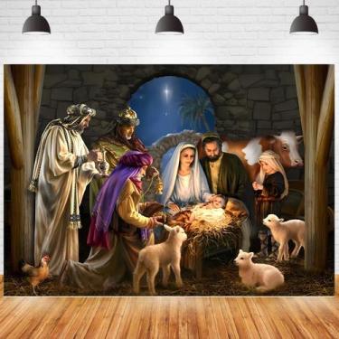 Imagem de Tapeçaria para pendurar na parede Presépio do Nascimento de Jesus 150x