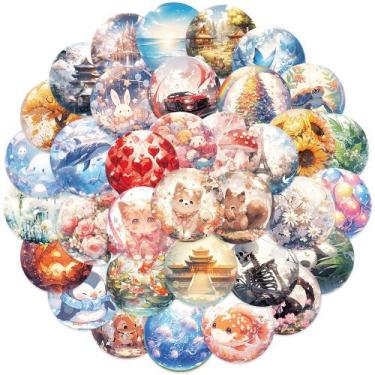 Imagem de Adesivos, bola de vidro de desenho animado, 50 peças, decalques de vin