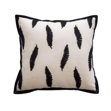 Imagem de Capa de travesseiro francesa vintage preta bordada 45x45cm - yiweisai