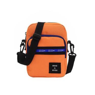 Imagem de Bolsa transversal Waterpro masculina e feminina de nylon preta/laranja