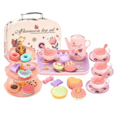Imagem de Conjunto de chá de brinquedo para meninas Princess Tea Time com carreg