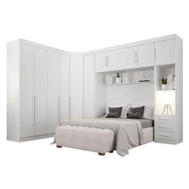Imagem de Quarto de Casal Modulado 11 Portas Orion Branco - Leifer Móveis