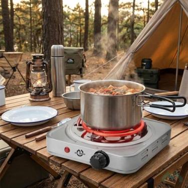 Imagem de Fogareiro Elétrico Espiral 1 Boca 220V Prata 1000W Camping Acampamento