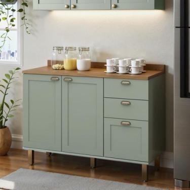 Imagem de Armário de Cozinha Modulada Balcão de Pia 1,20m com Tampo 2 Portas 3 G